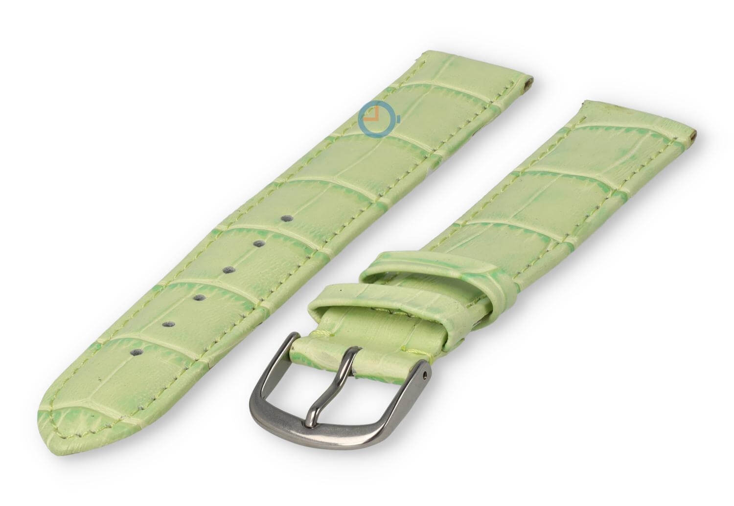 XL leather strap with frizzled print - 16mm - apple green