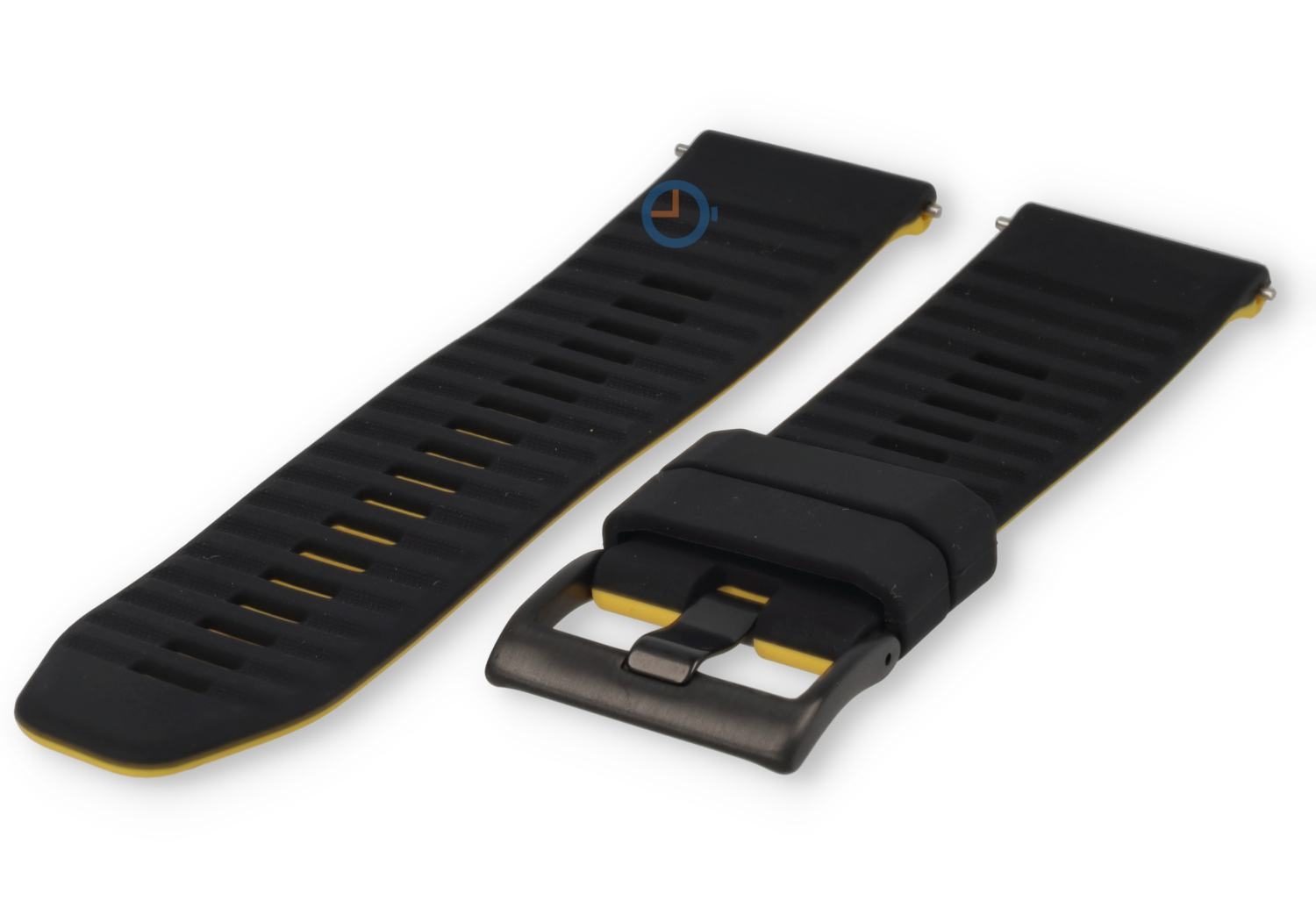 24mm silicone watch strap - black yellow - quick-release