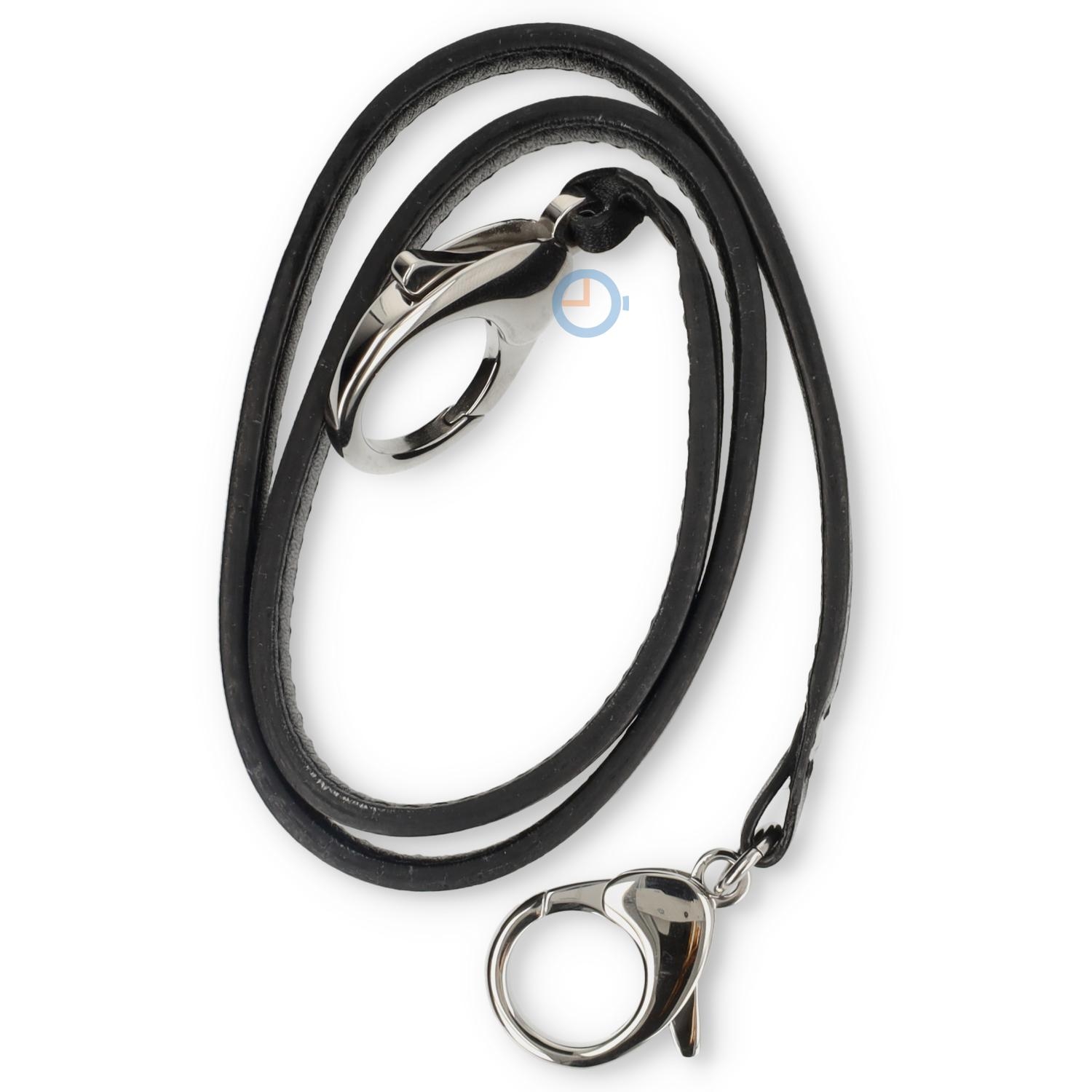 Universal black leather belt with 2 hooks - Seiko