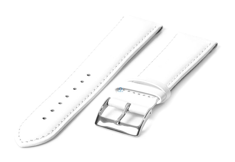 Open-end clip watch strap 20mm - leather white