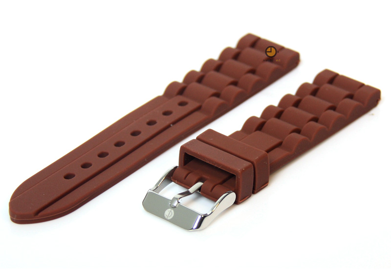 Flexible watchstrap 20mm brown silicone