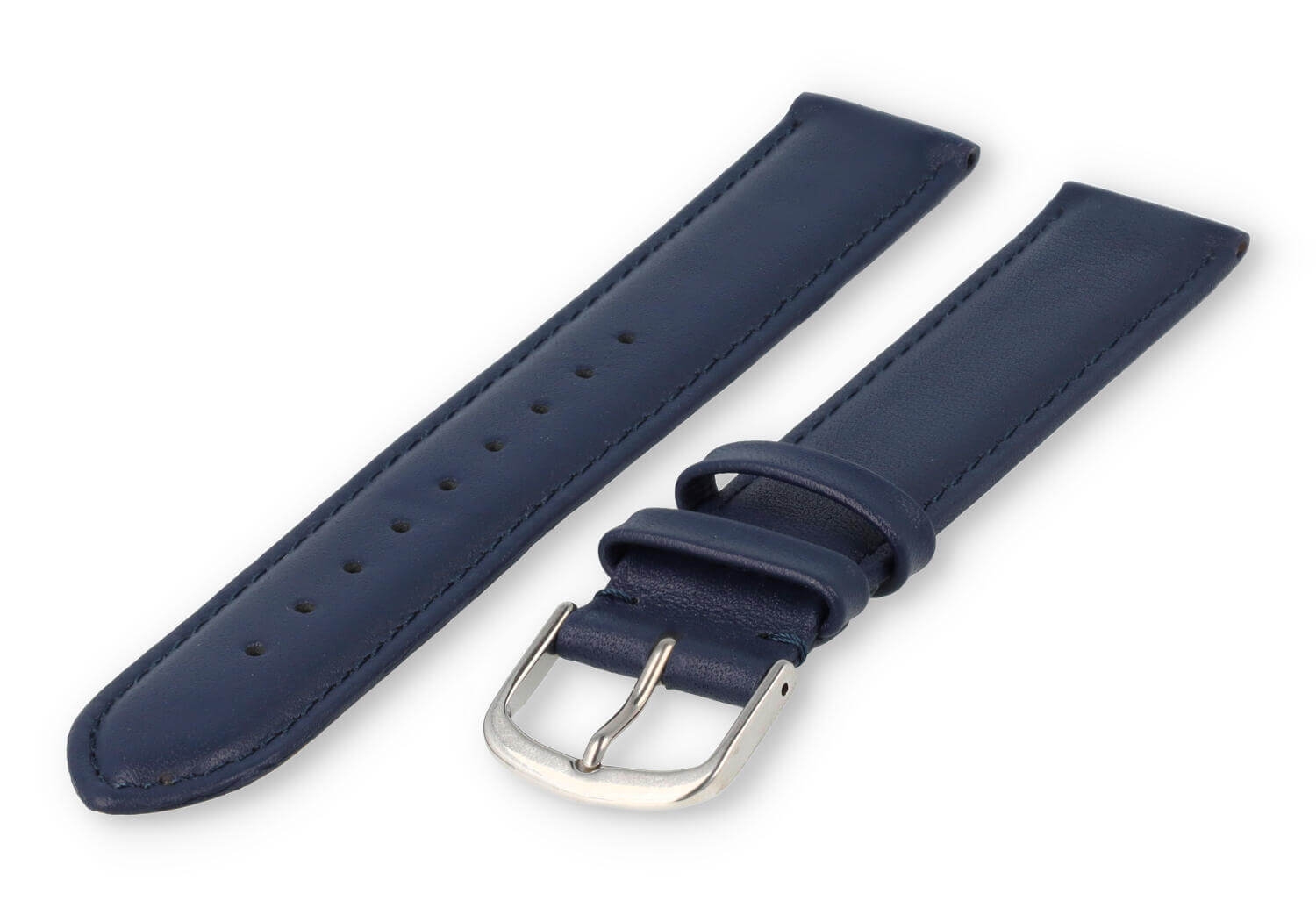 XL watch strap smooth leather - 18mm - dark blue