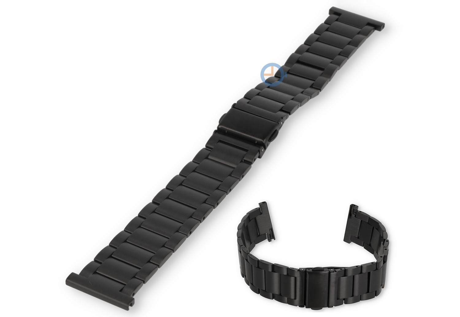22mm matt steel linked strap - black