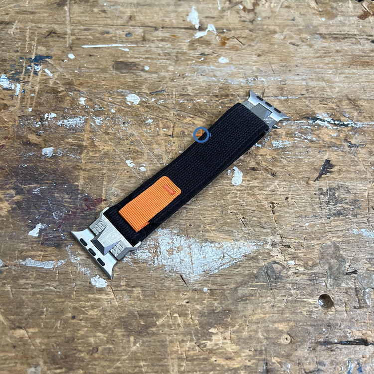 Apple watch strap with velcro - 45mm - Black Orange