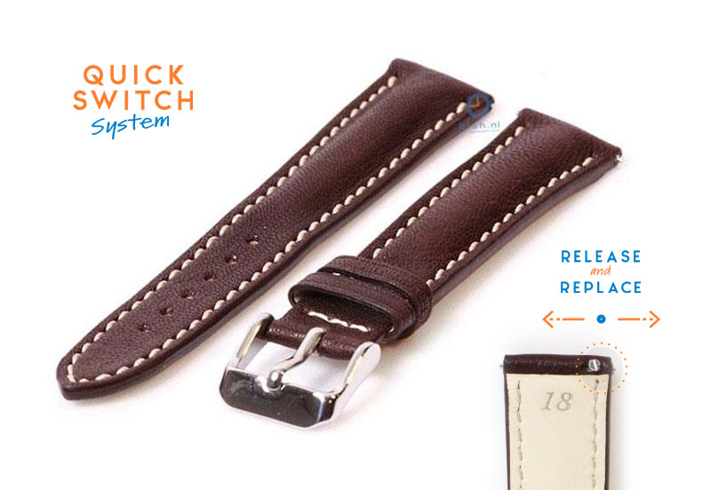 Universal watchband 18mm brown bull leather