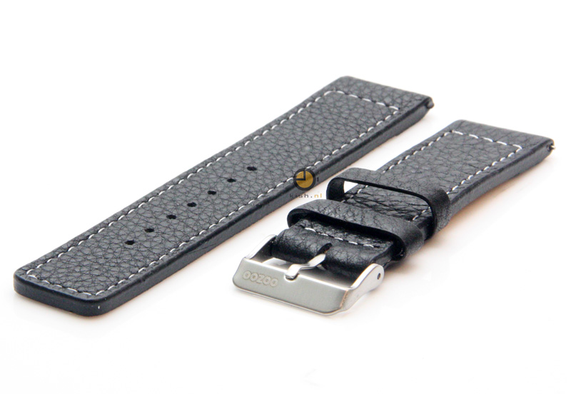 Oozoo watchstrap 24mm black leather