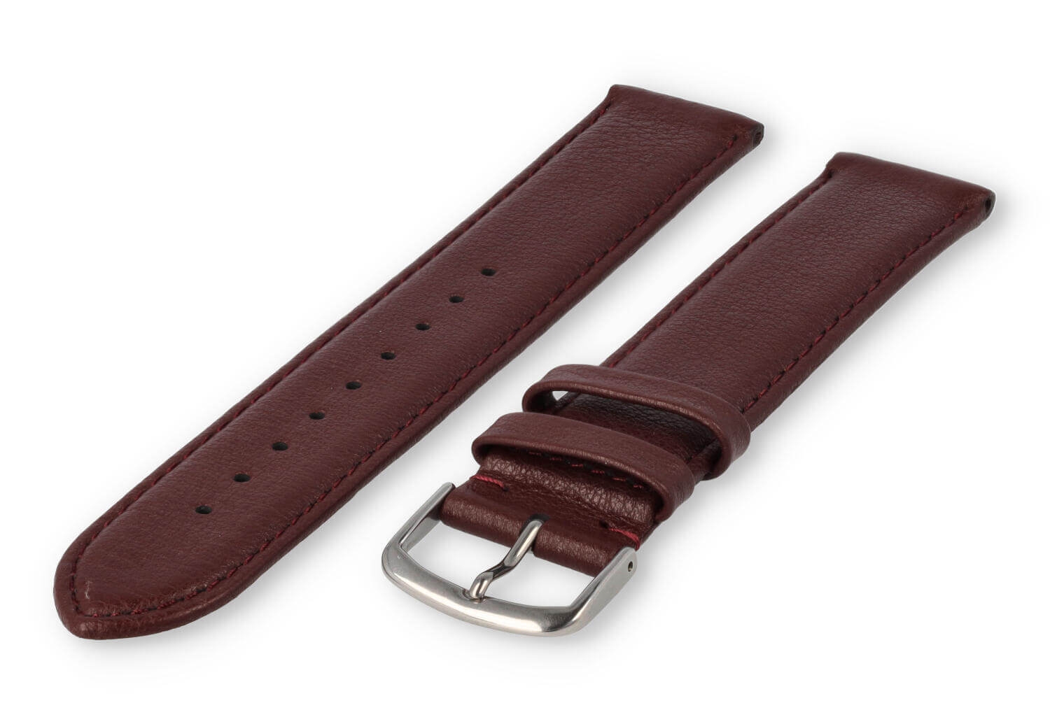 XL watch strap smooth leather - 22mm - bordeaux