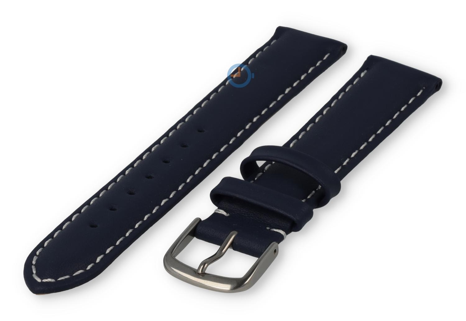 Odd-size leather watch strap - 17mm - navy blue