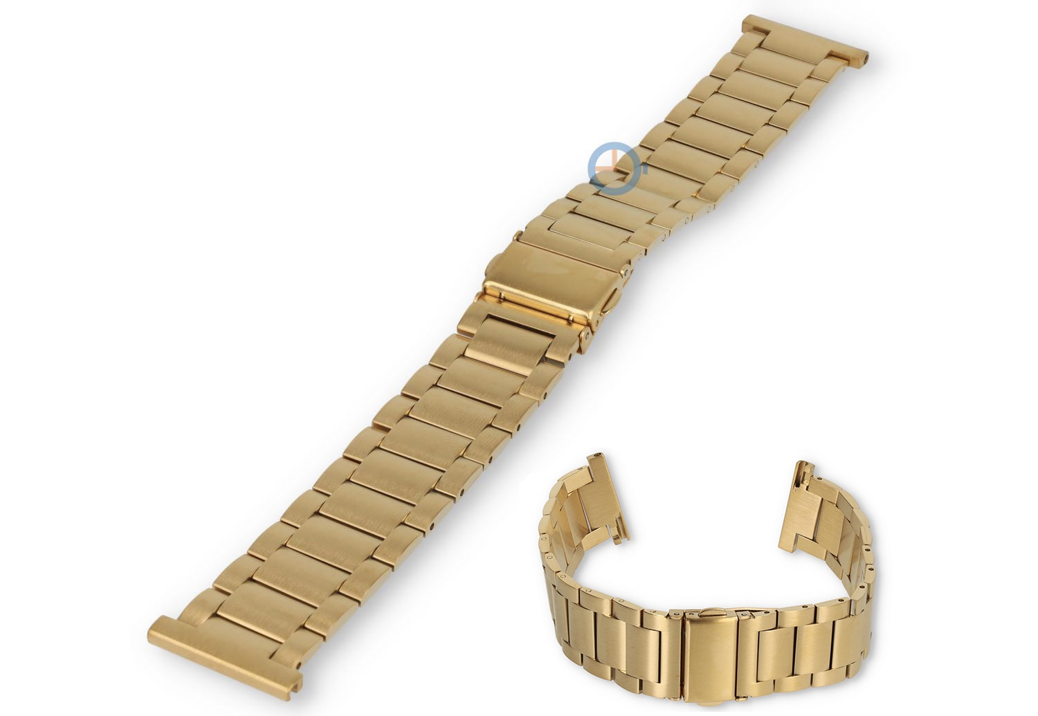22mm matt steel linked strap - gold