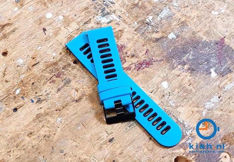 Siliconen horlogeband 22mm - lichtblauw/zwart