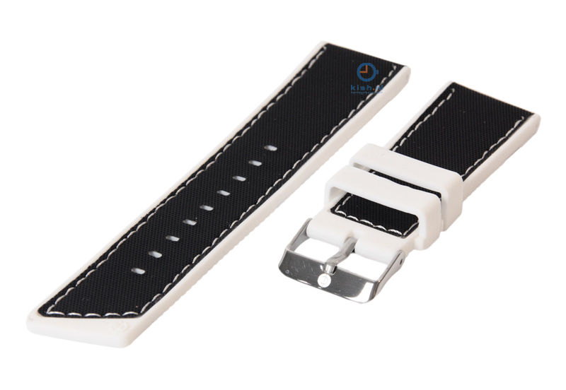 Watchstrap 24mm black-white silicone