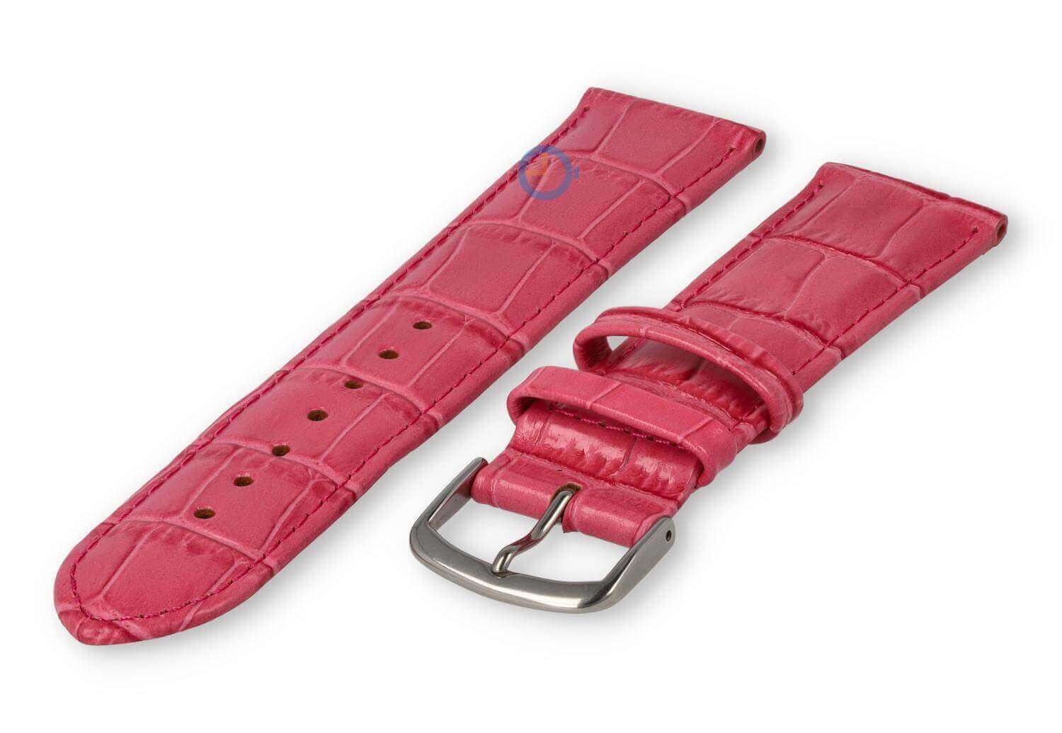 Lightly padded watch strap - 22mm - raspberry