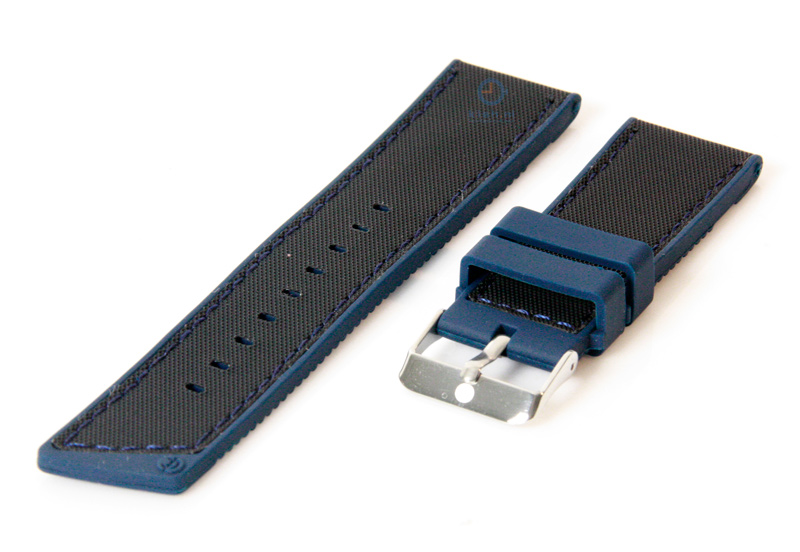Watchstrap 24mm black-blue silicone