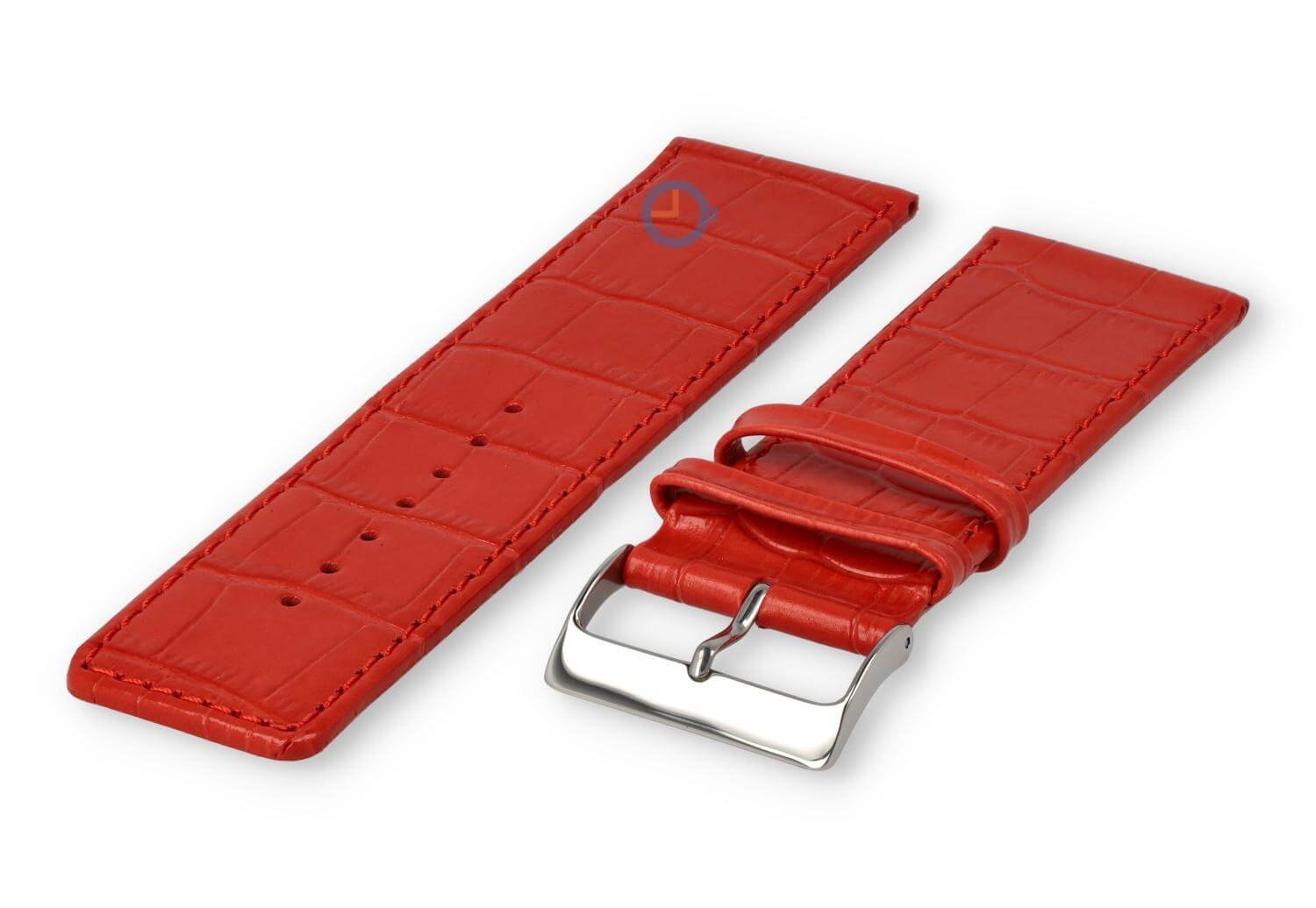 Calfskin strap with croco-relief - 28mm - red