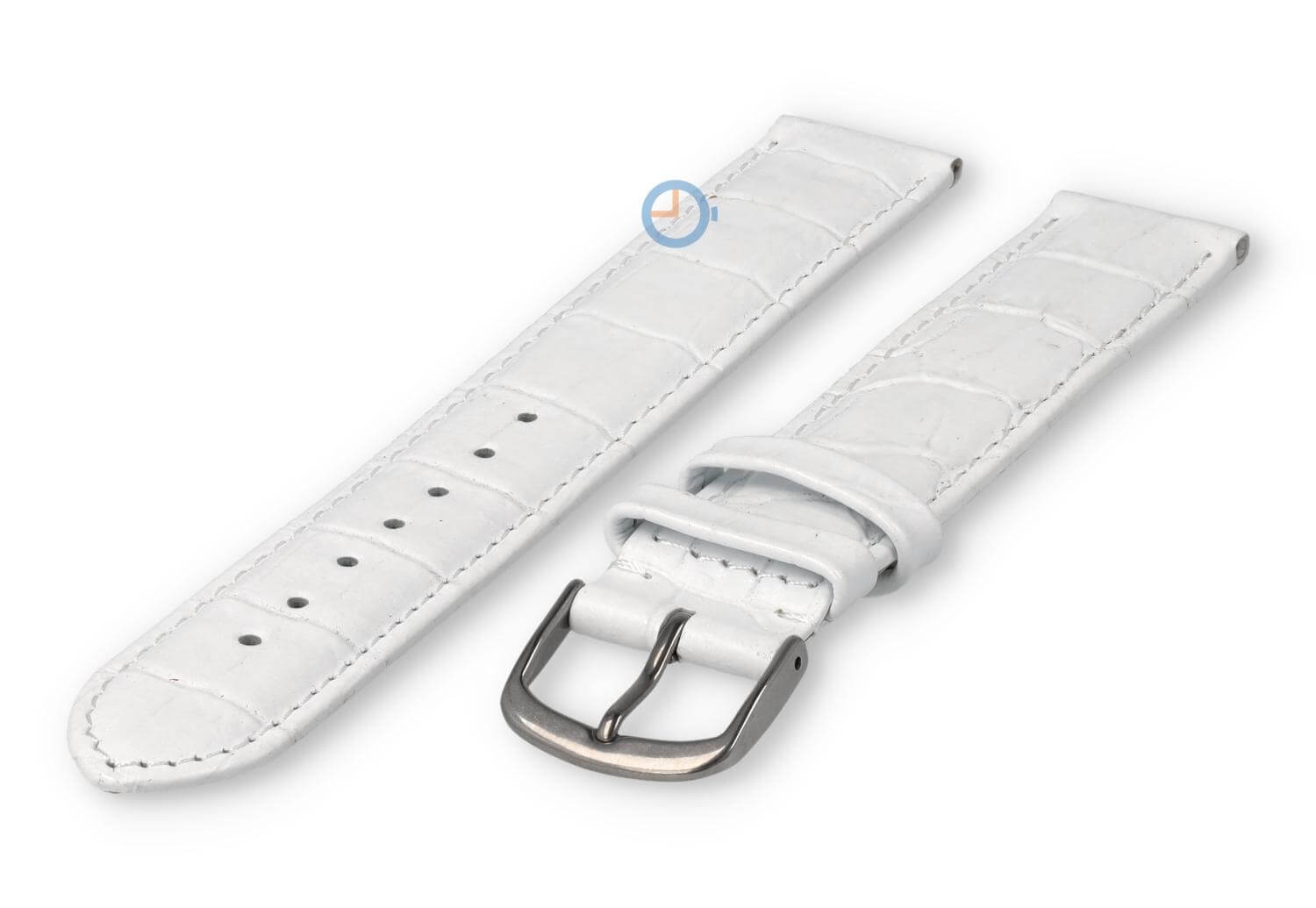 XL leather strap with frizzled print - 16mm - white