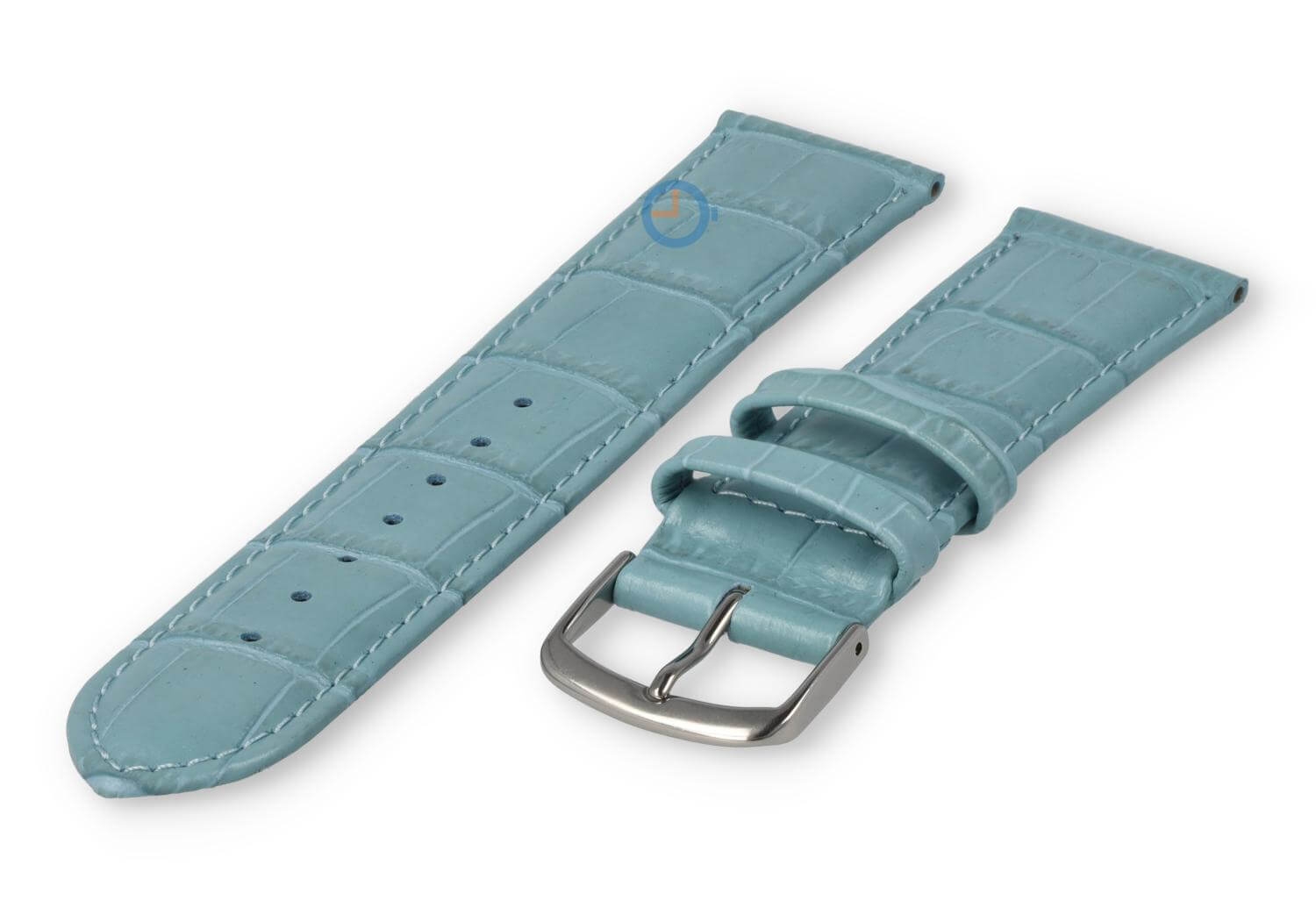 Leather watch strap croco - 20mm - ice blue