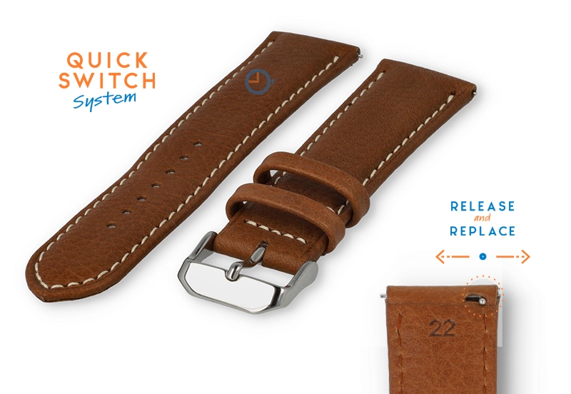 Watchstrap 22mm brown eco-friendly cowhide
