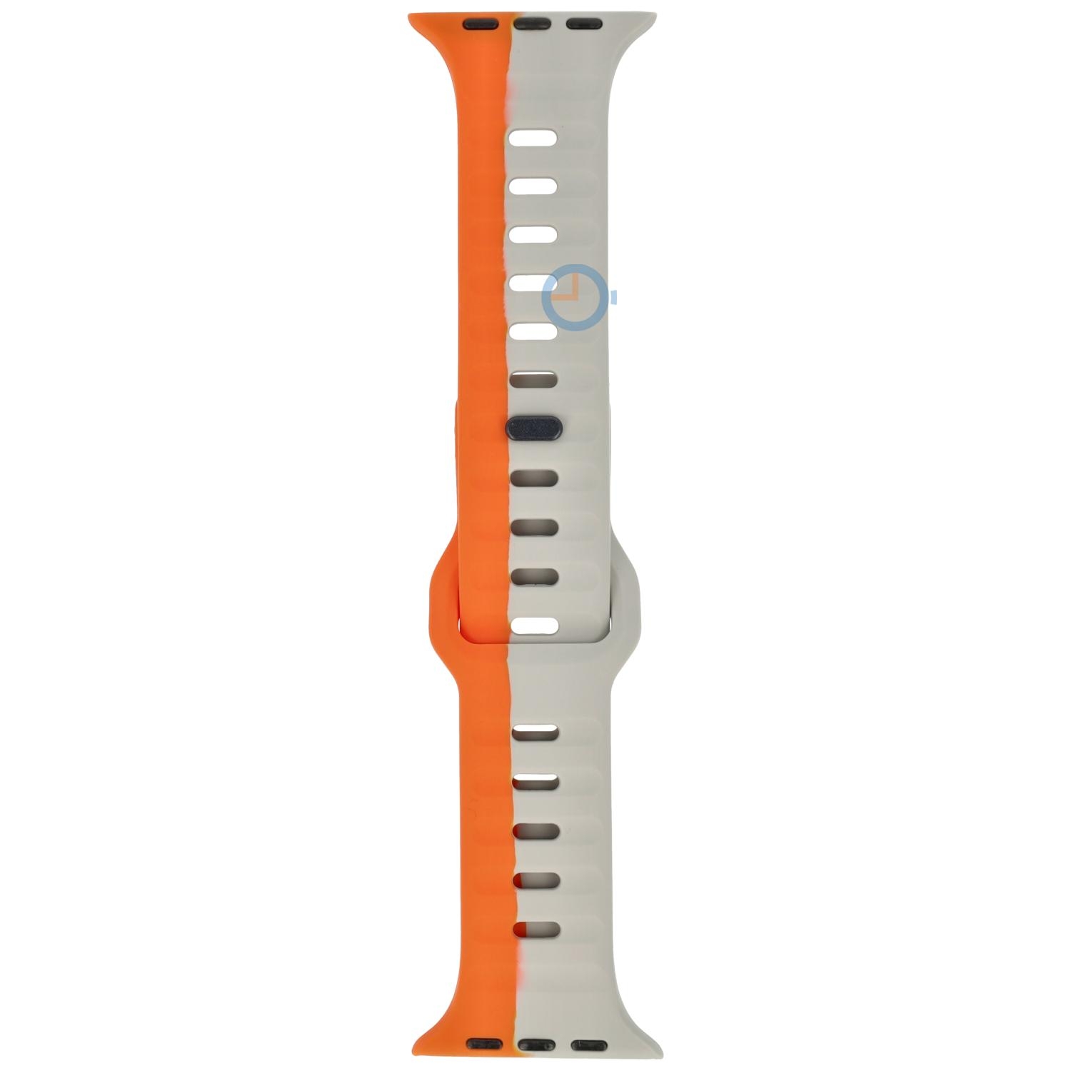 Silicon horlogebandje Apple Watch 45mm - Grey Orange