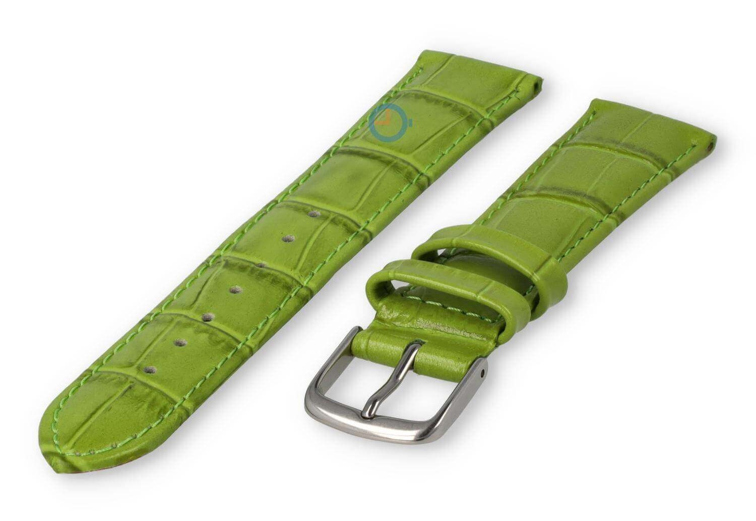 croc-print leather strap - 18mm - grass green