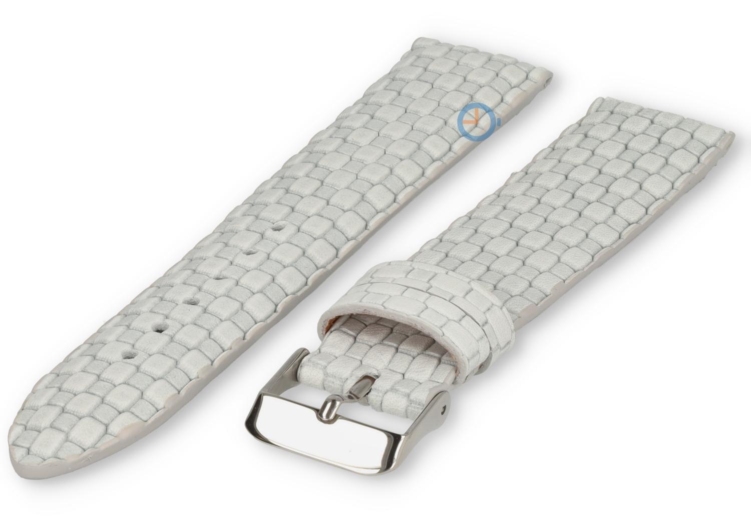 Woven leather strap - 20mm - white