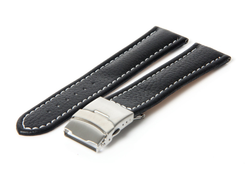 Watchstrap 22mm black calf