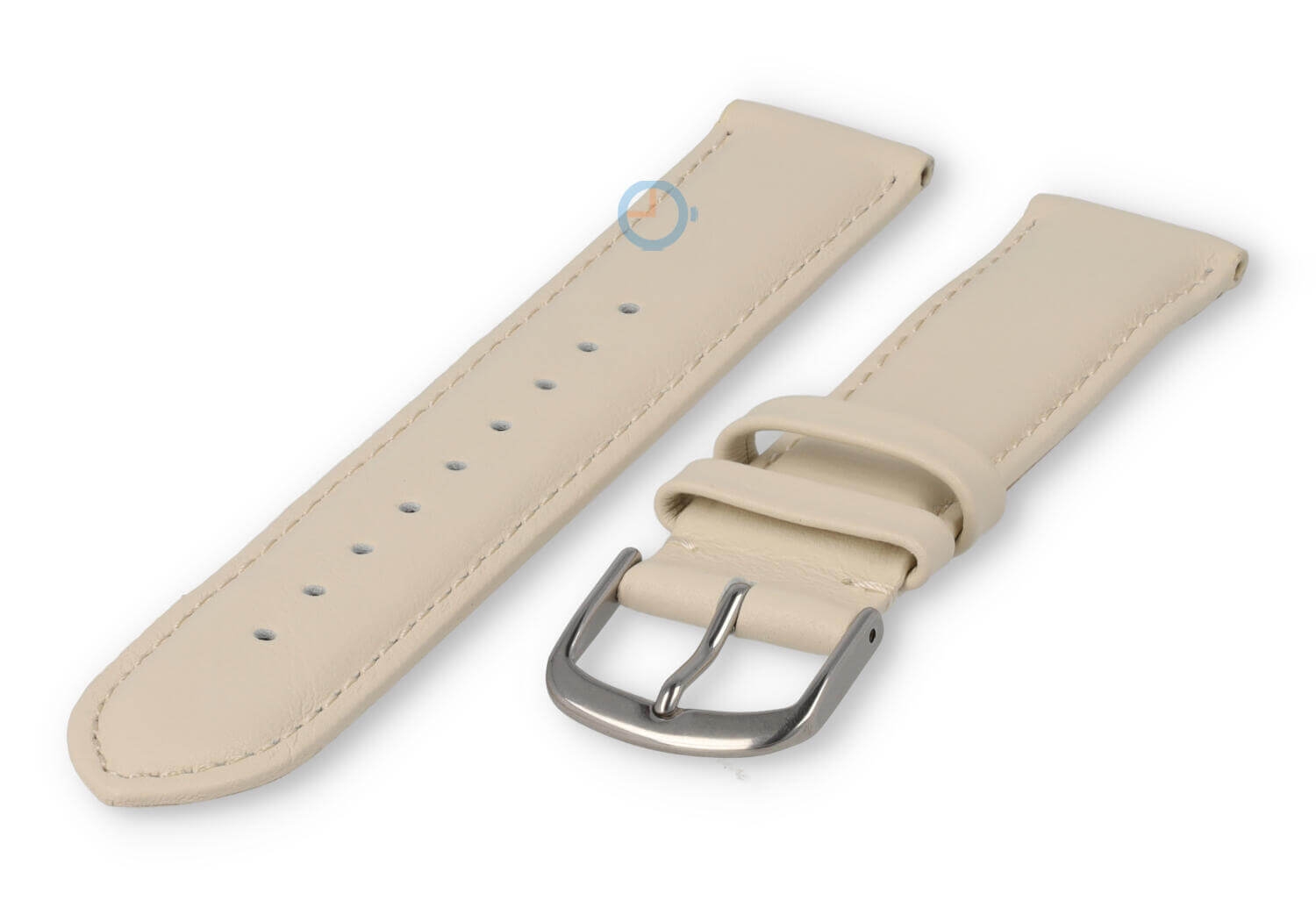 18mm watch strap smooth leather - cream-coloured