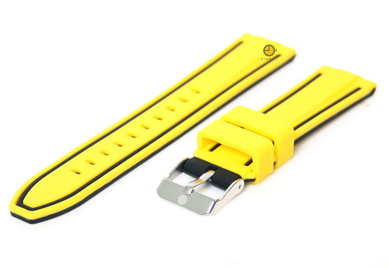 Reversible watchstrap 20mm yellow-black silicone