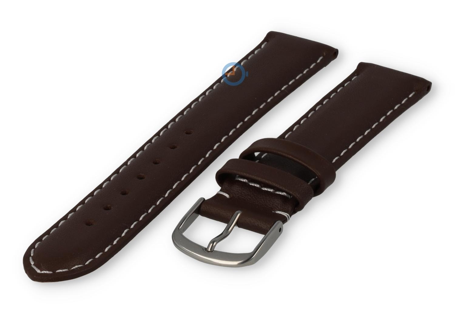 Odd-size leather watch strap - 21mm - dark brown