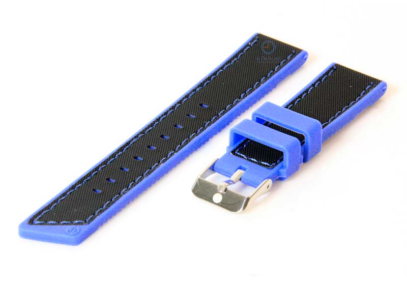 Watchstrap 22mm black-blue silicone