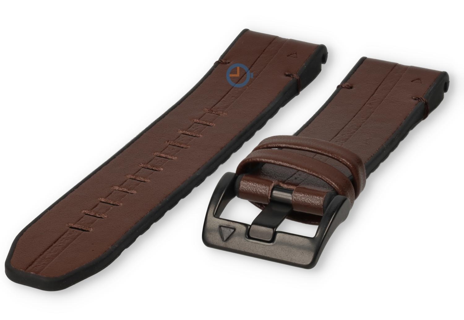 Hybrid strap - silicone/leather - 26mm - brown