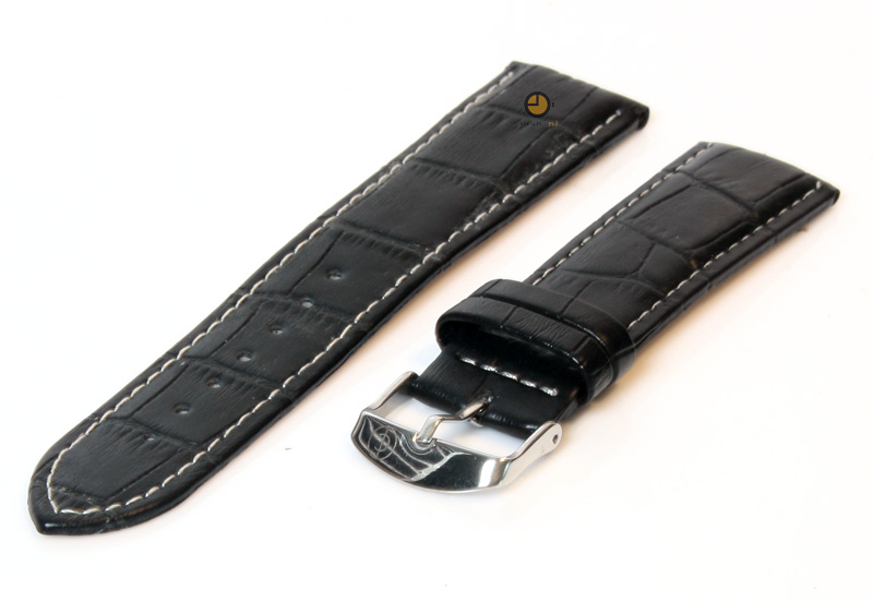 Watchstrap 22mm black leather croco