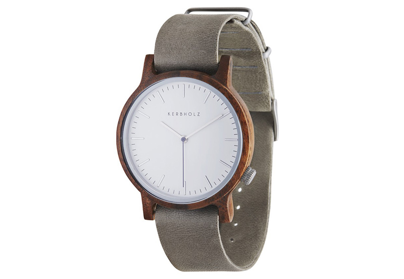 Kerbholz Walter watchstrap walnut concrete grey