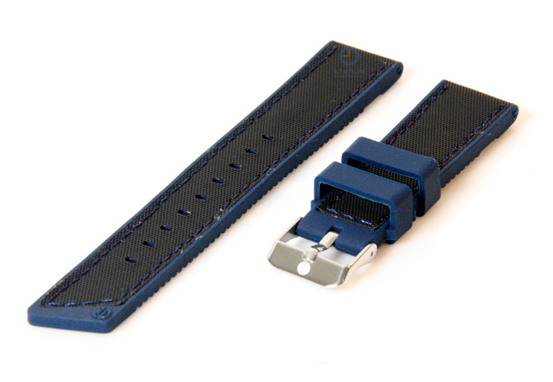 Watchstrap 22mm black-blue silicone
