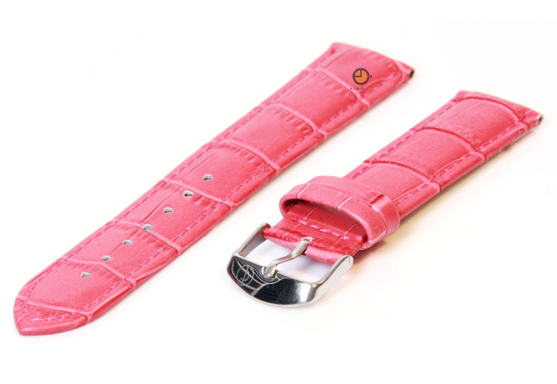 Watchstrap 18mm pink croco leather