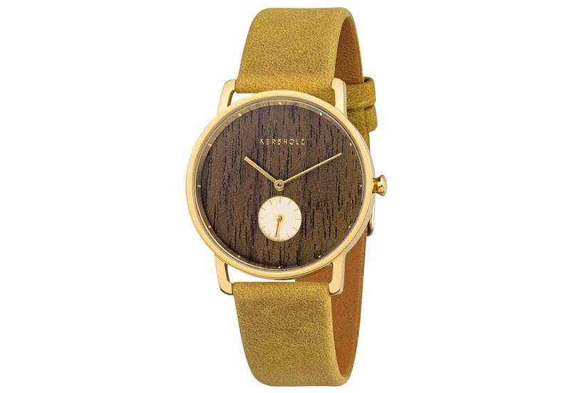 Kerbholz Frida watchstrap Walnut/mustard