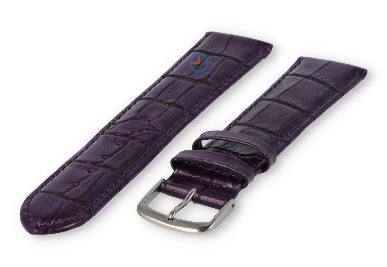 Extra-long crocoleather strap  - 20mm - eggplant