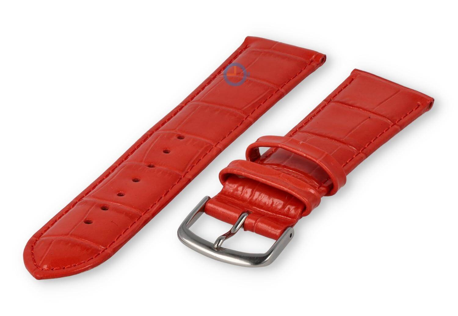 Leather watch strap croco - 20mm - red