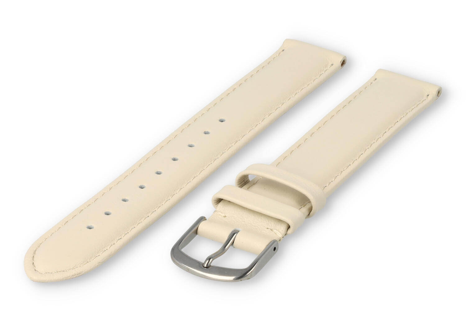 XL watch strap smooth leather - 18mm - cream-coloured