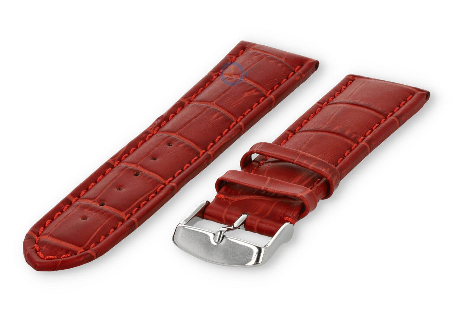 Strong calfskin watch strap - 24mm - red