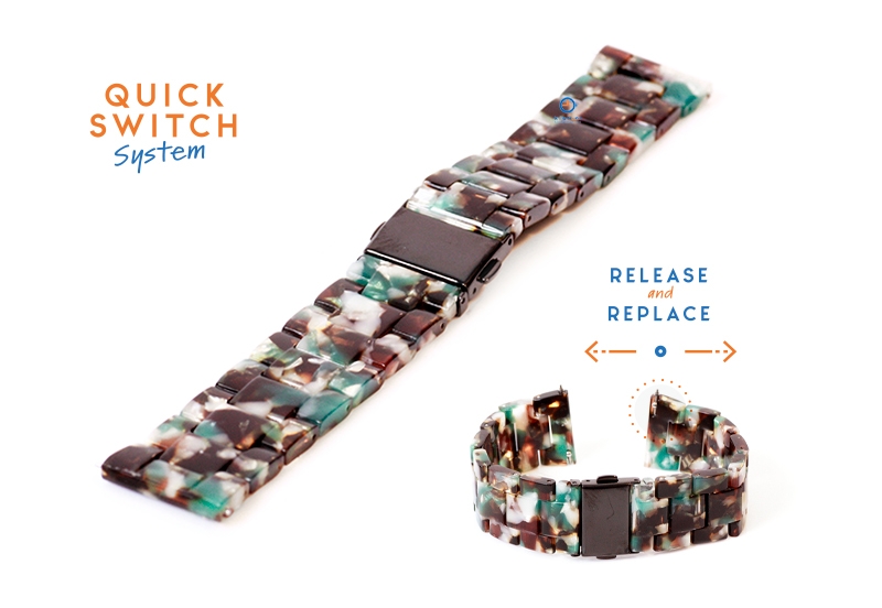 watchstrap 20mm resin turtle brown/white/green