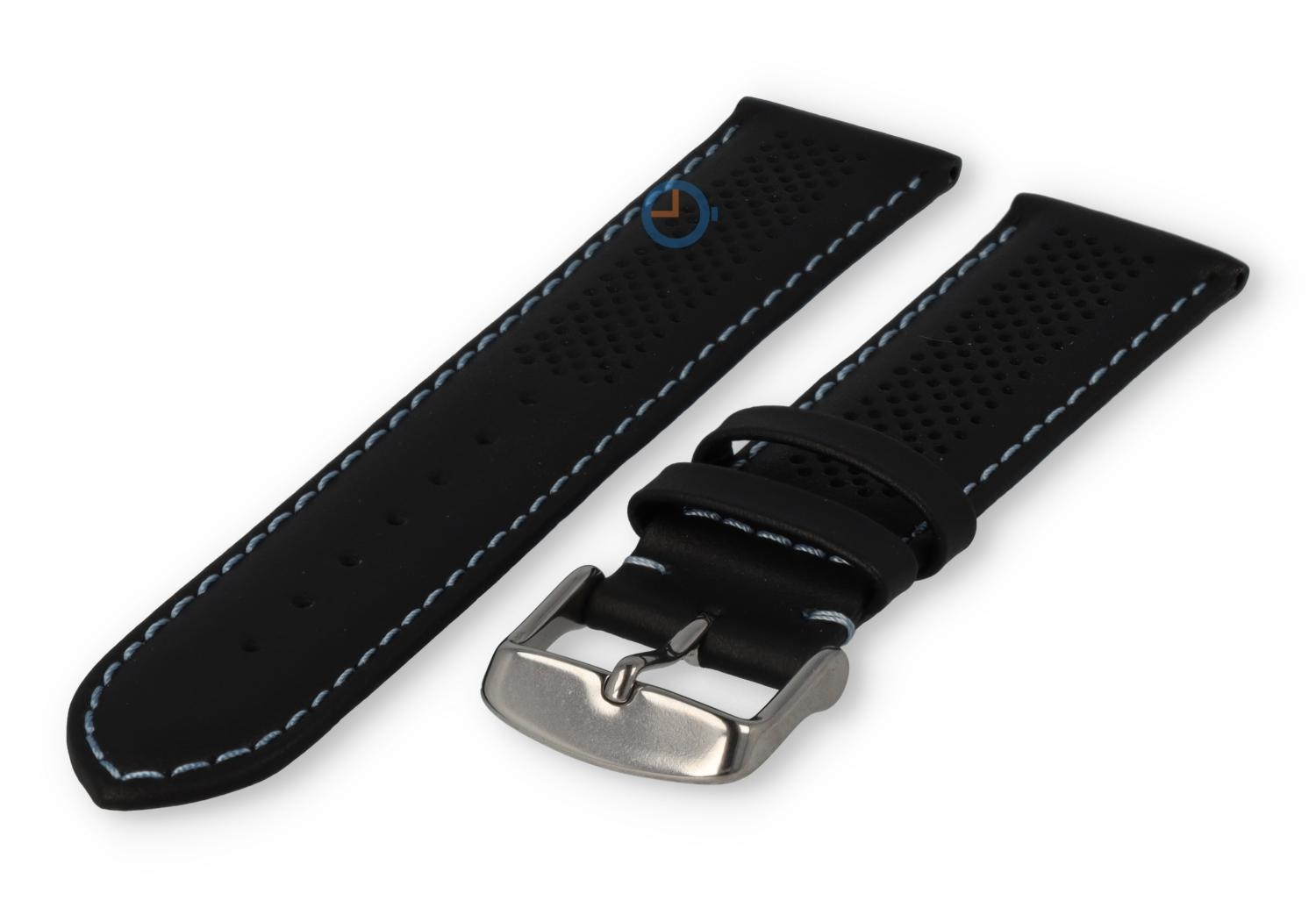 22mm hybrid strap - black with blue