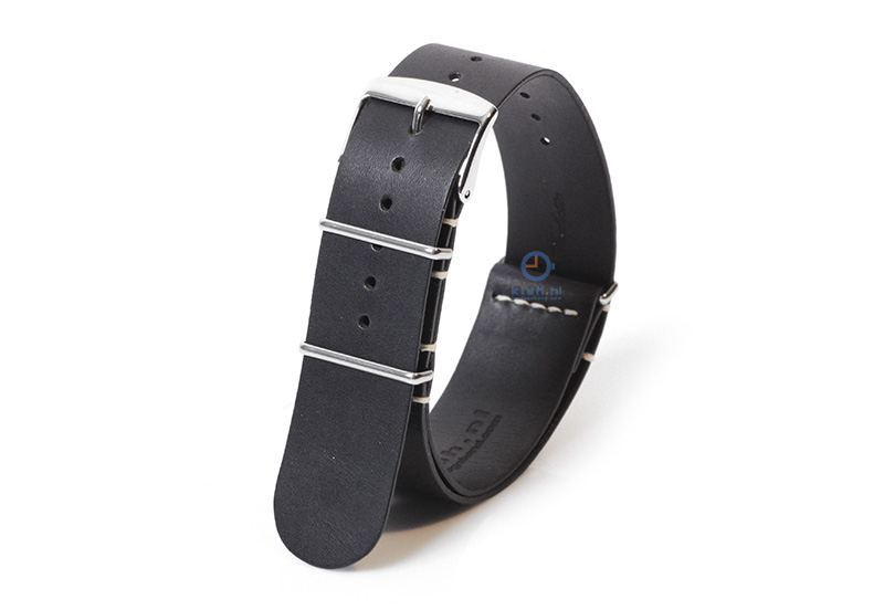 Watchstrap 22mm nato calf leather black