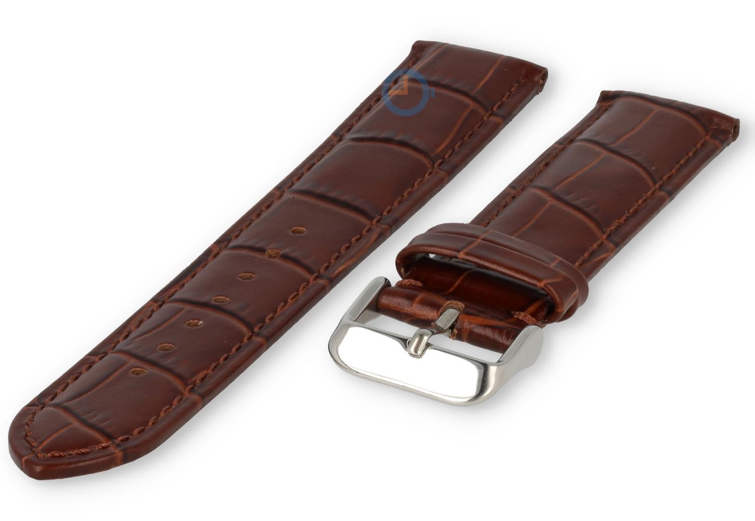 23mm - dark brown - leather strap with croco