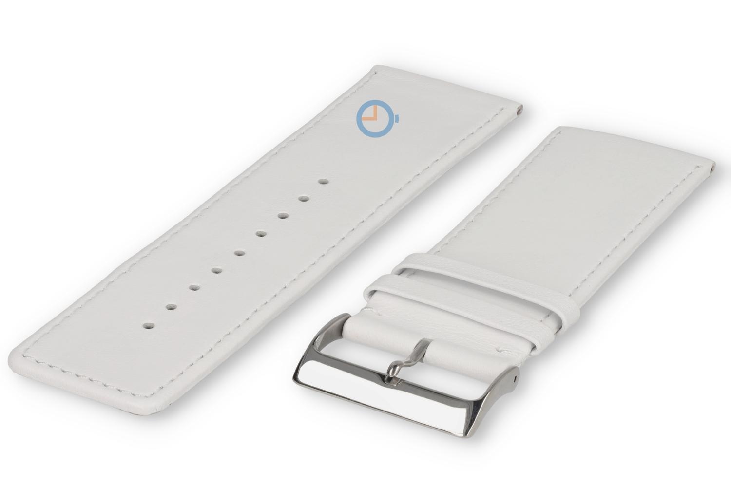 Glad leder horlogeband - 32mm - white