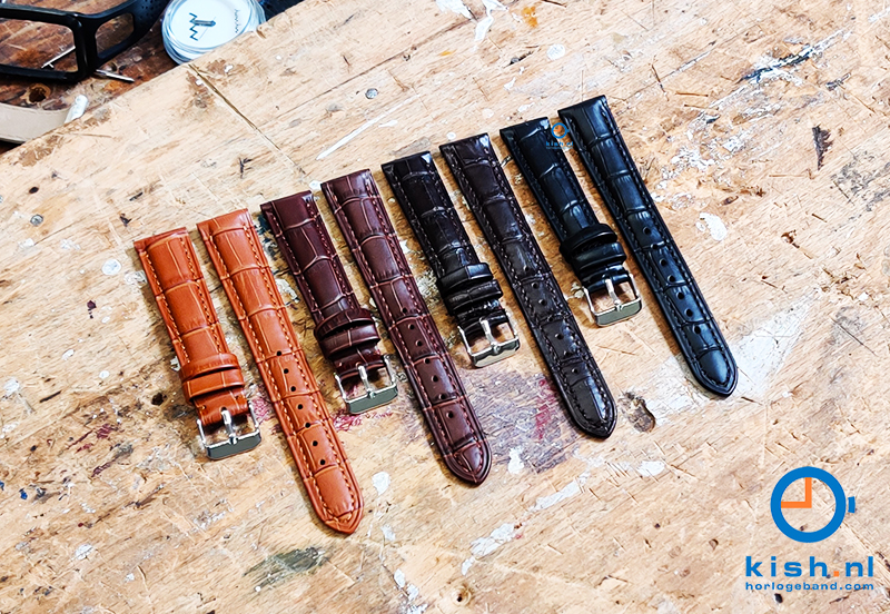 Horlogeband 18mm croco leer donkerbruin