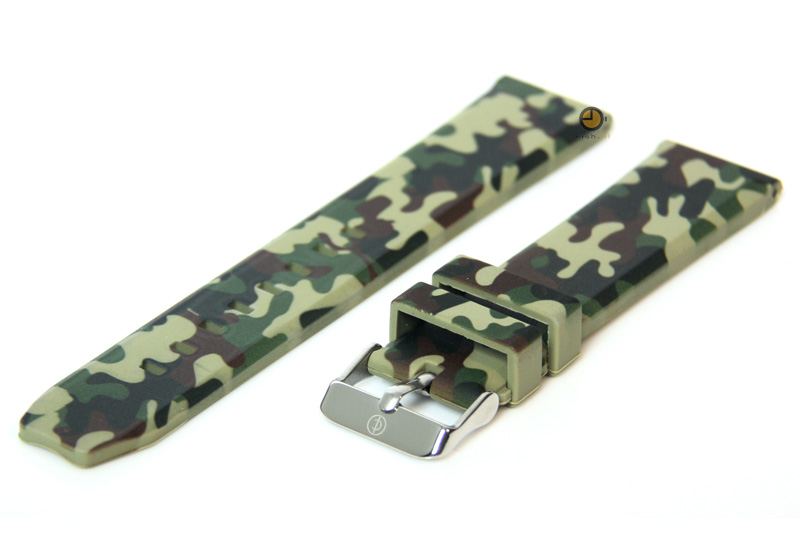 Watchstrap 20mm green camouflage silicone