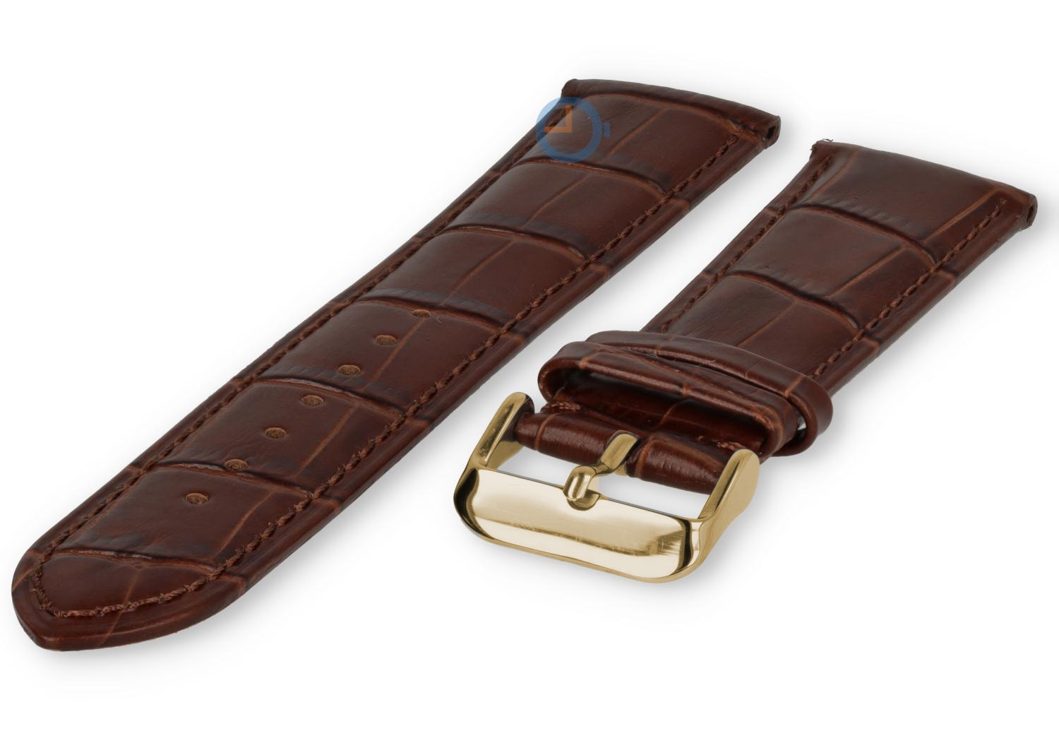 23mm - dark brown - leather strap with croco - gold