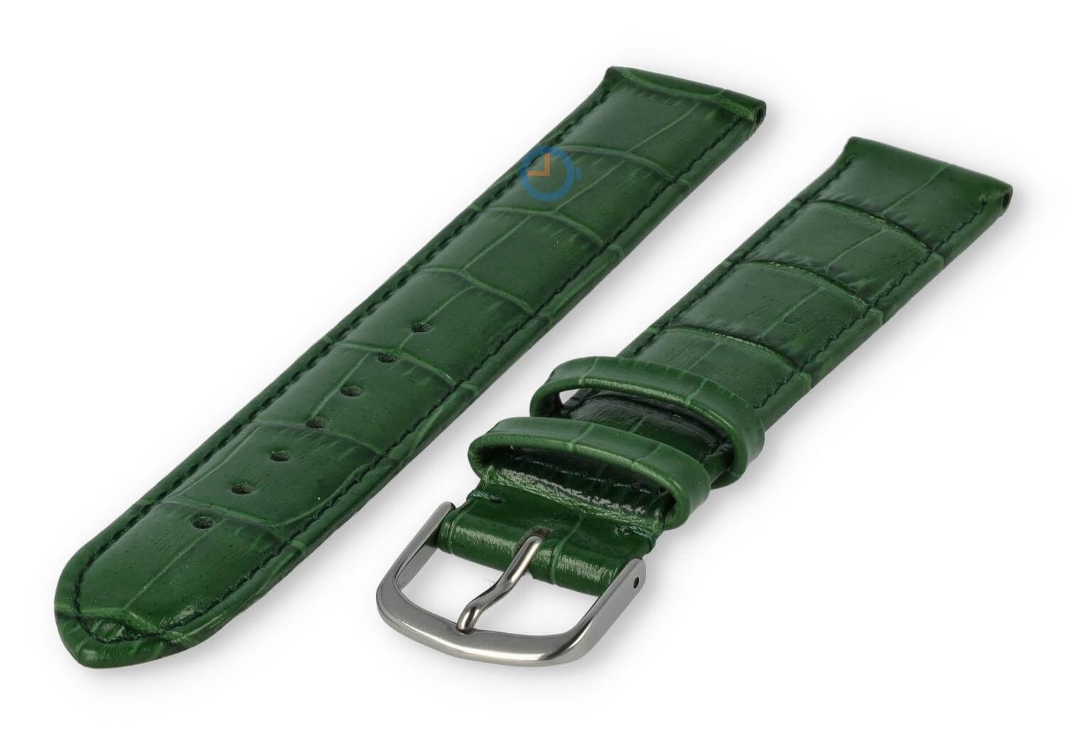 XL leather strap with frizzled print - 16mm - hunting green