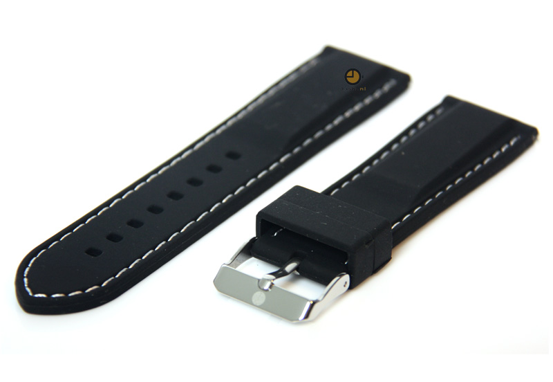 Watchstrap 24mm black-white silicone with quick release