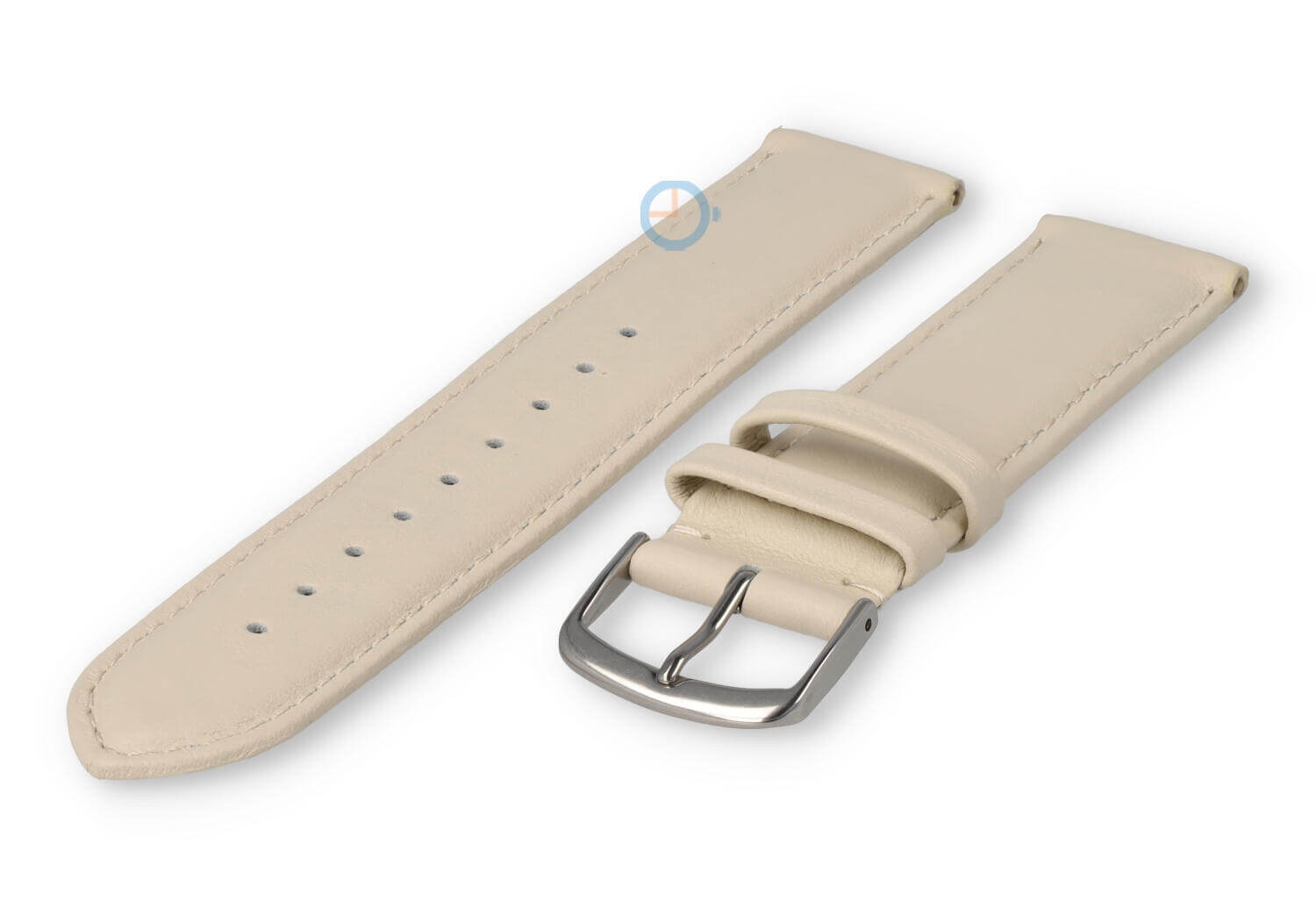 20mm watch strap smooth leather - cream-coloured